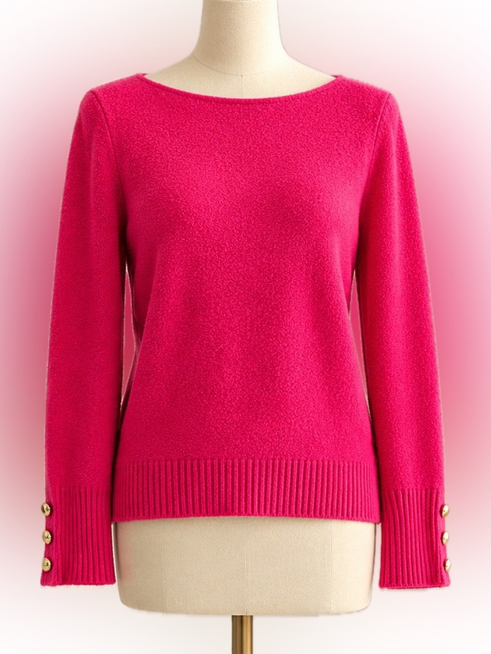 Lilly Pulitzer Lola Boatneck Sweater Sun Shell Pink XS Gold Buttons